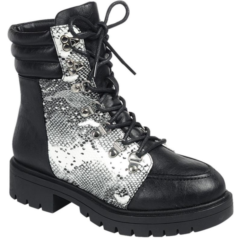 Snakeskin combat boots